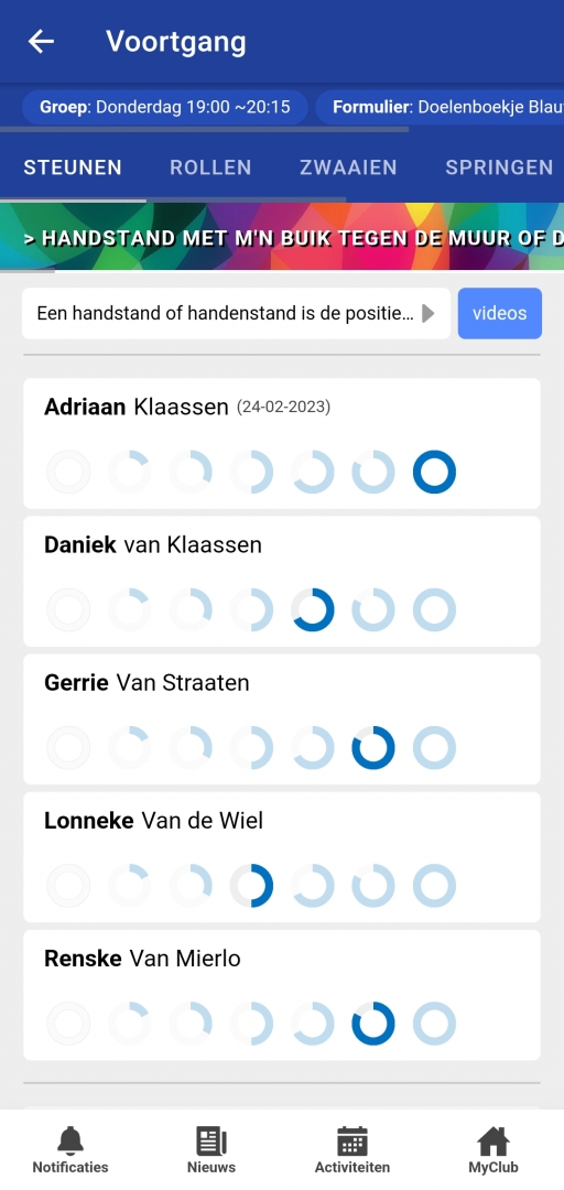 Kleuren Turnen doelenboekje